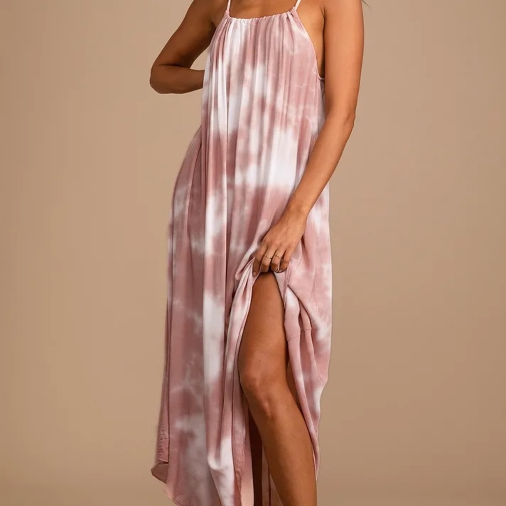 NWOT Sunny Breeze Dusty Pink Tie-Dye Maxi Dress